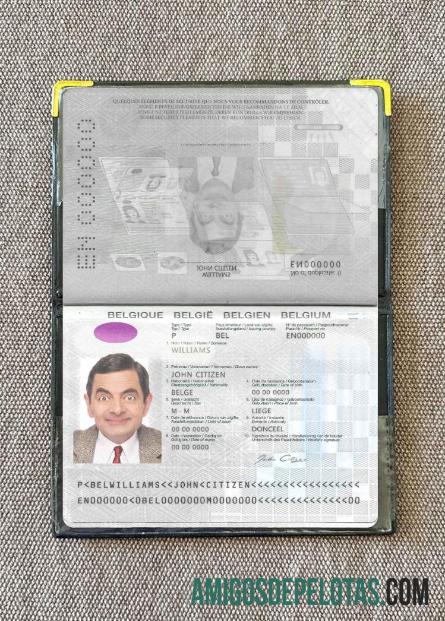 Passaporte da Bélgica versão 2 (presente em 2017) Visual fotográfico exemplo real